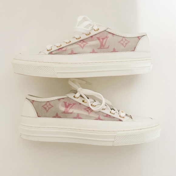 Louis Vuitton Stellar sneakers pink white LV logo monogram low top tennis shoes - Picture 7 of 12